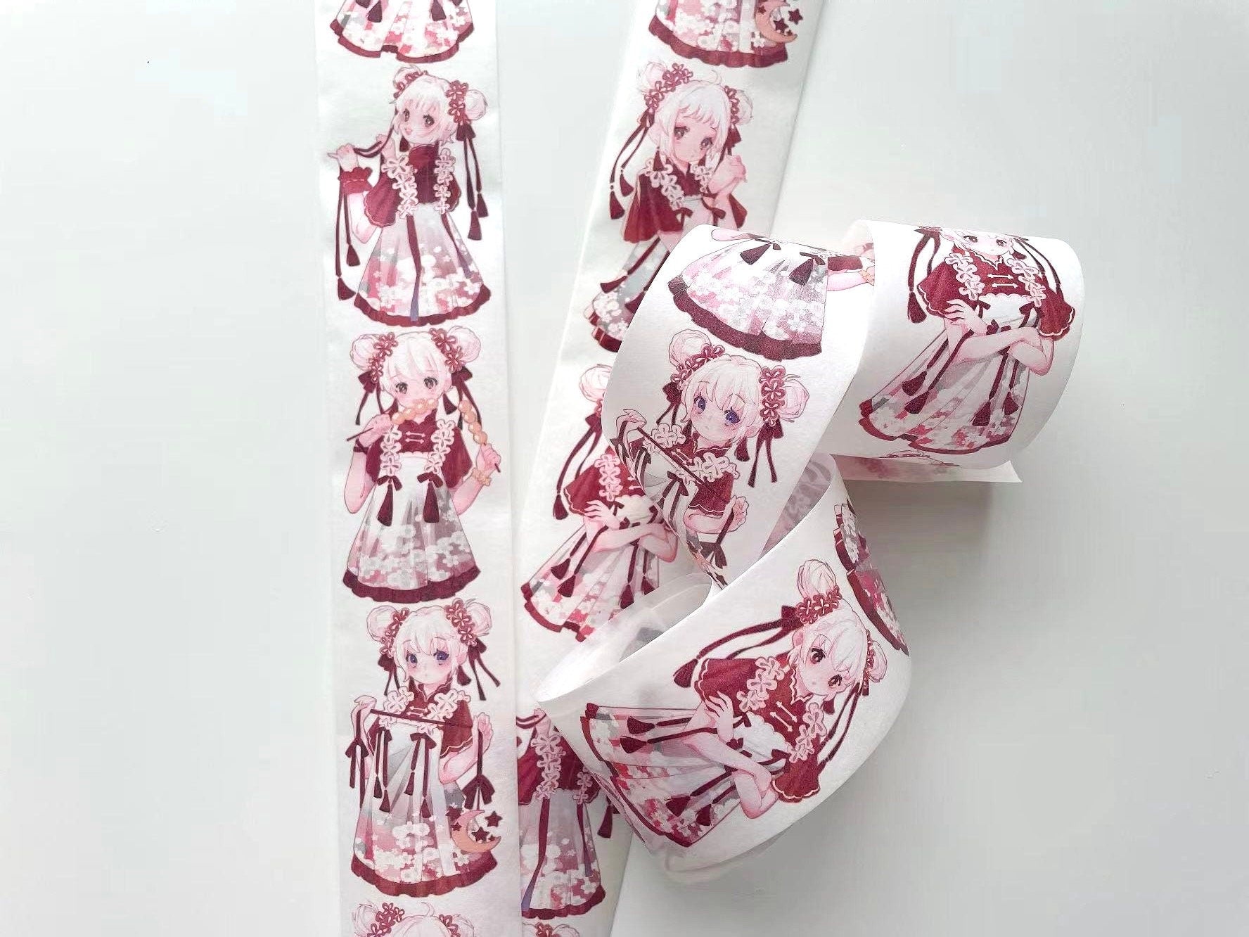 Kawaii girl washi tape, scrapbooking, journal, planner, washi tape samples