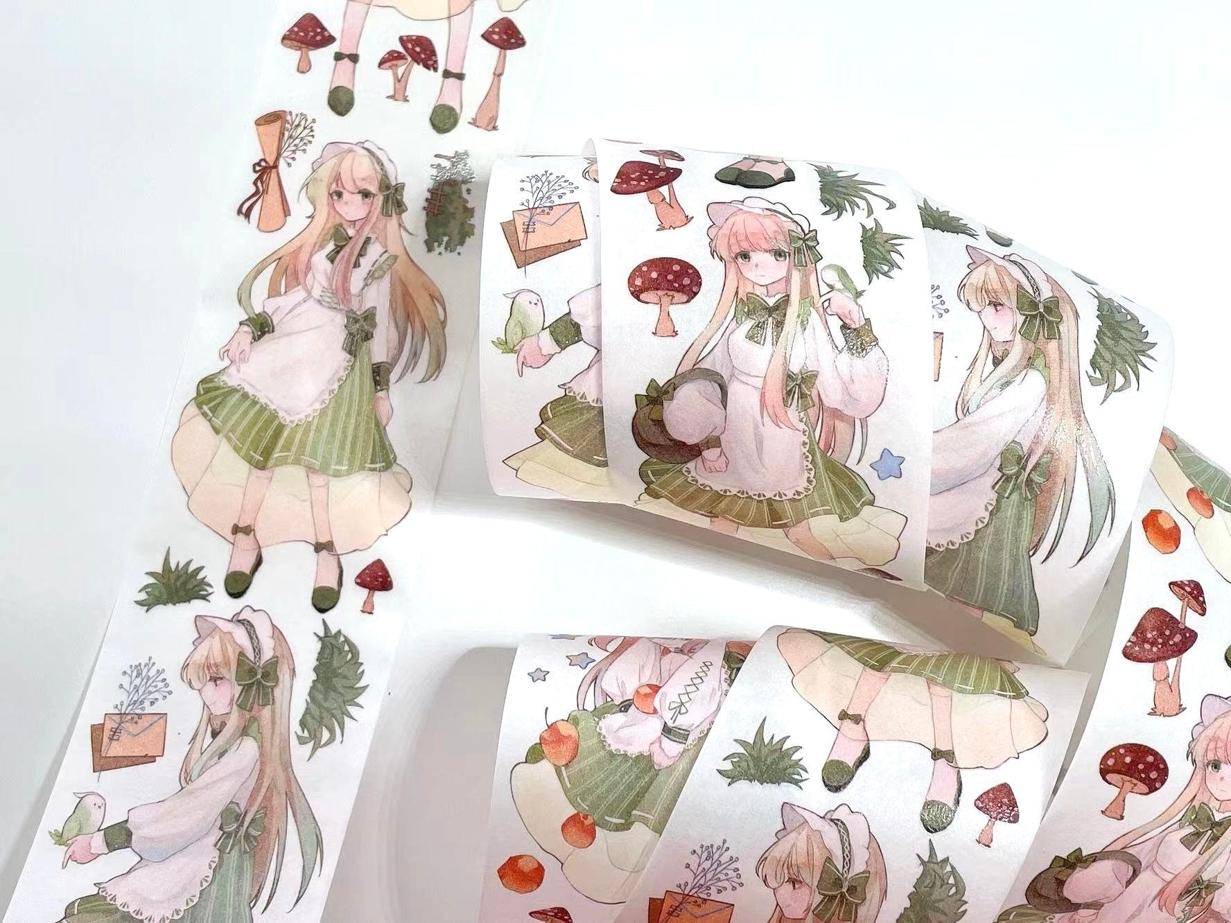 Kawaii girl washi tape, scrapbooking, journal, planner, washi tape samples