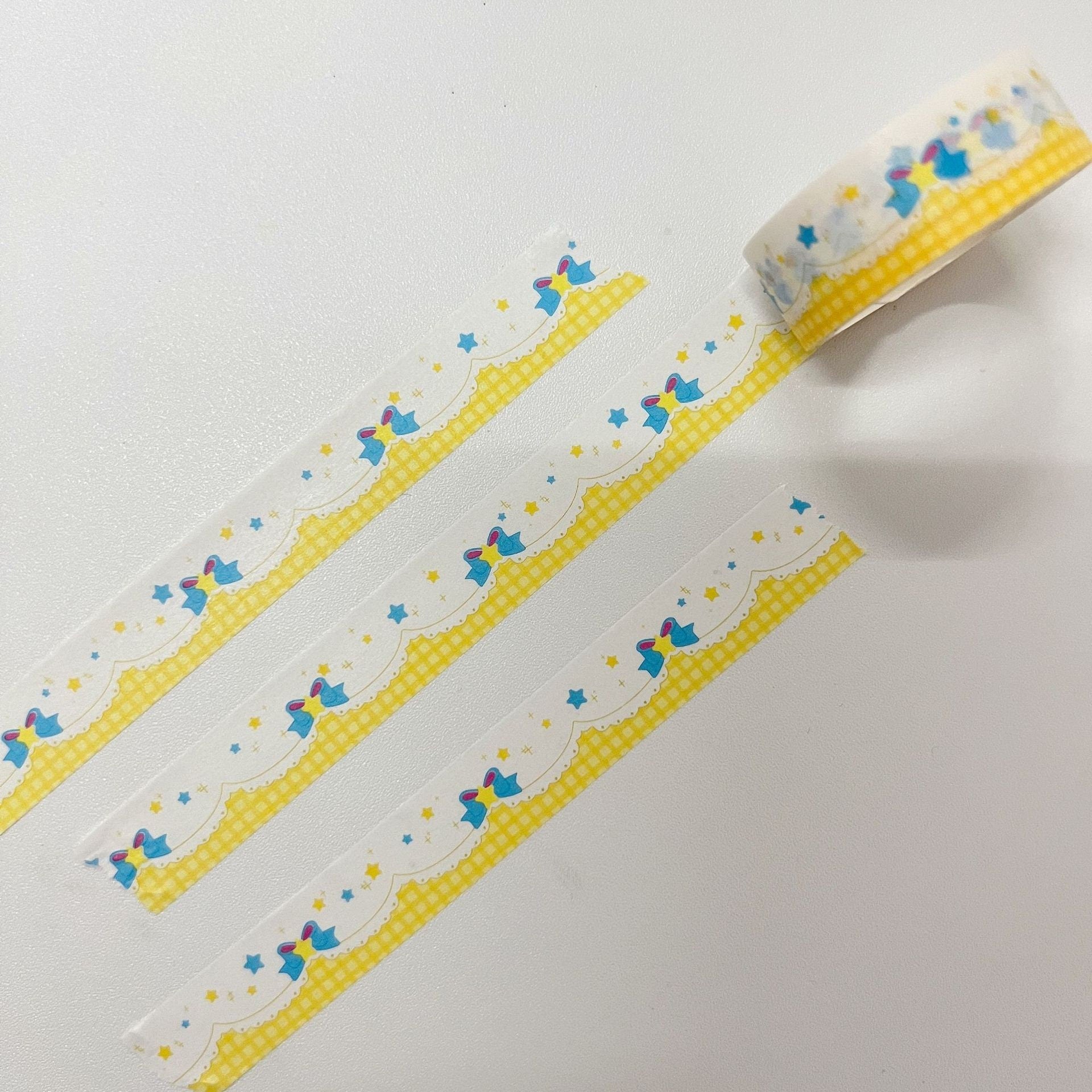 Ribbon bow deco washi tape, grid washi tape, scrapbooking, bujo washi tape