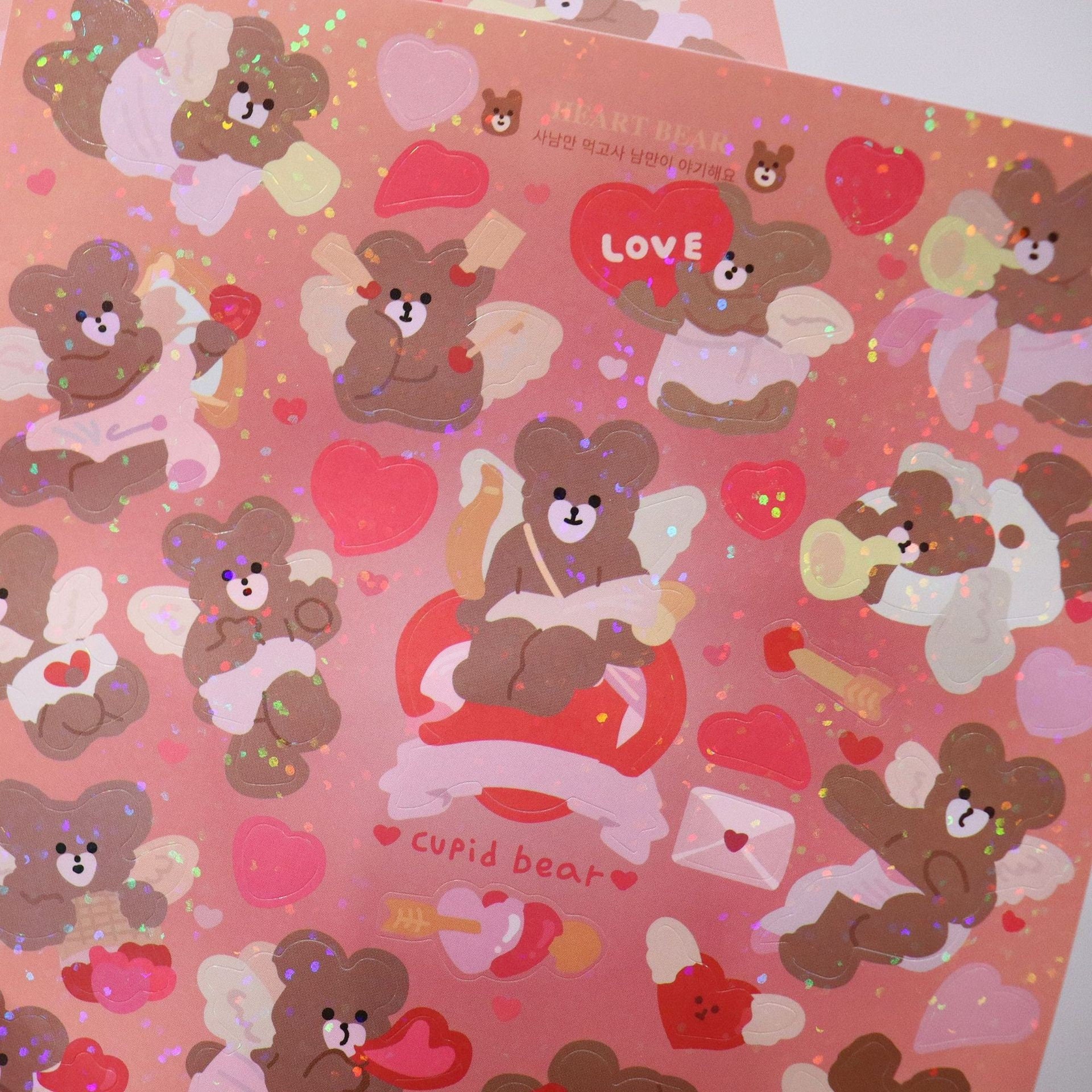 Kawaii bear deco sticker, polco sticker, card making deco sticker sheet