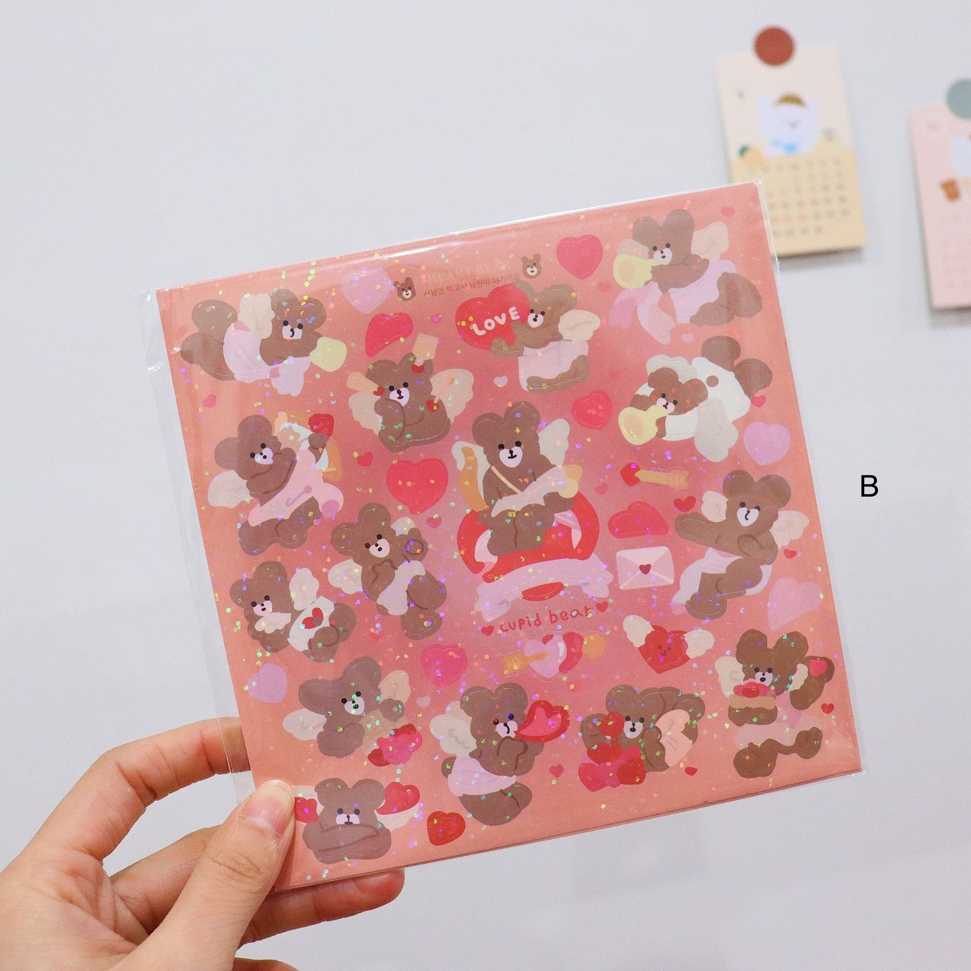 Kawaii bear deco sticker, polco sticker, card making deco sticker sheet