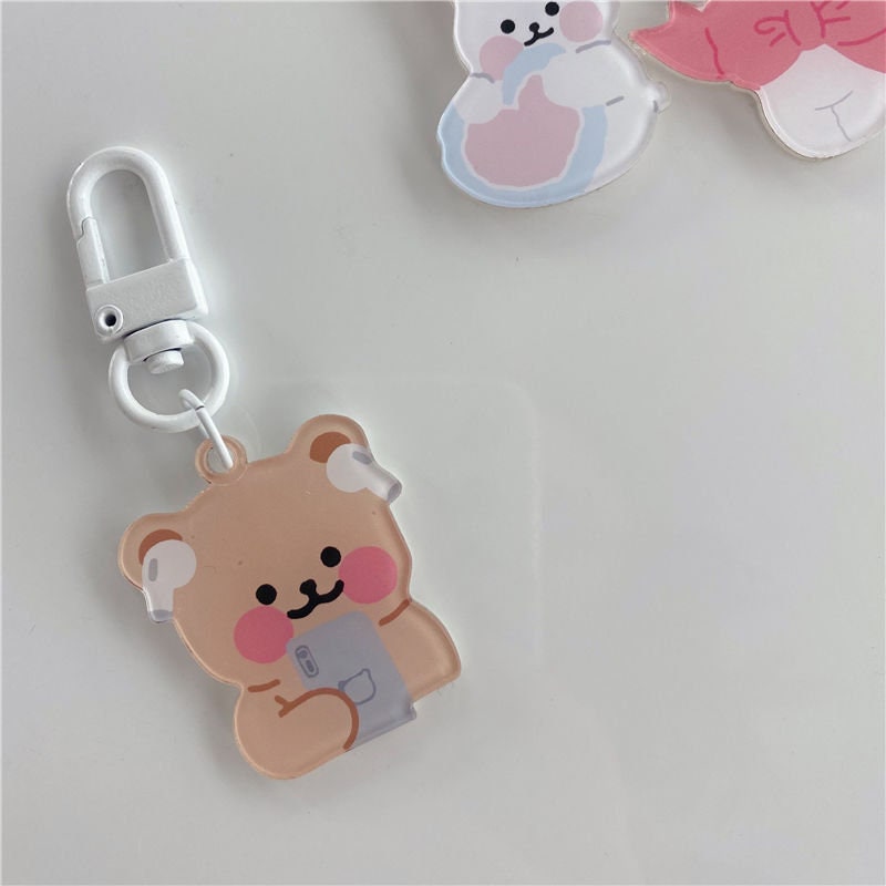 Kawaii bunny bear keycharm, cute  acrylic keyring
