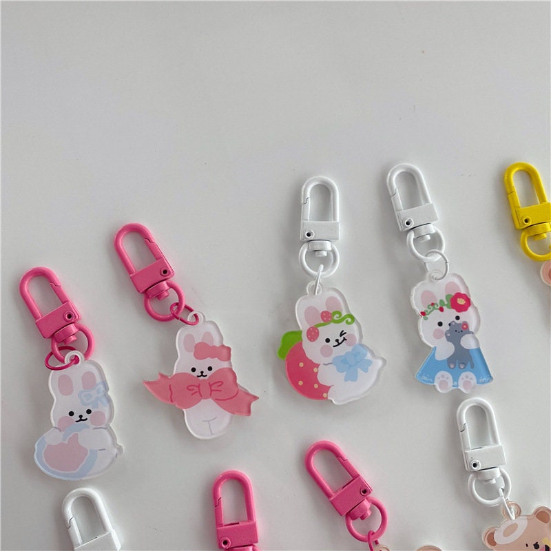 Kawaii bunny bear keycharm, cute  acrylic keyring