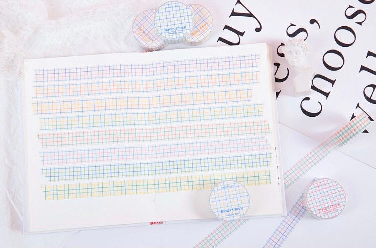 Grid masking tape, scrapbooking, planner tape, semi transparent parchment masking tape