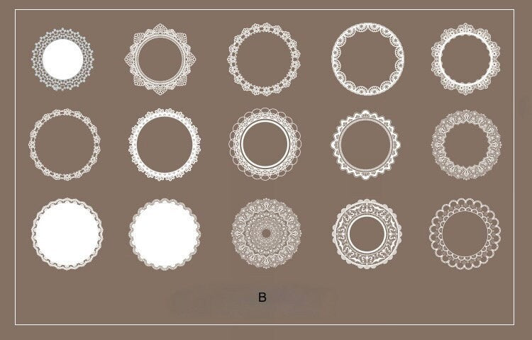 PET Lace Frame Scrapbooking Sticker Pack