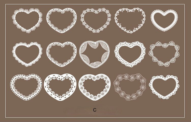 PET Lace Frame Scrapbooking Sticker Pack