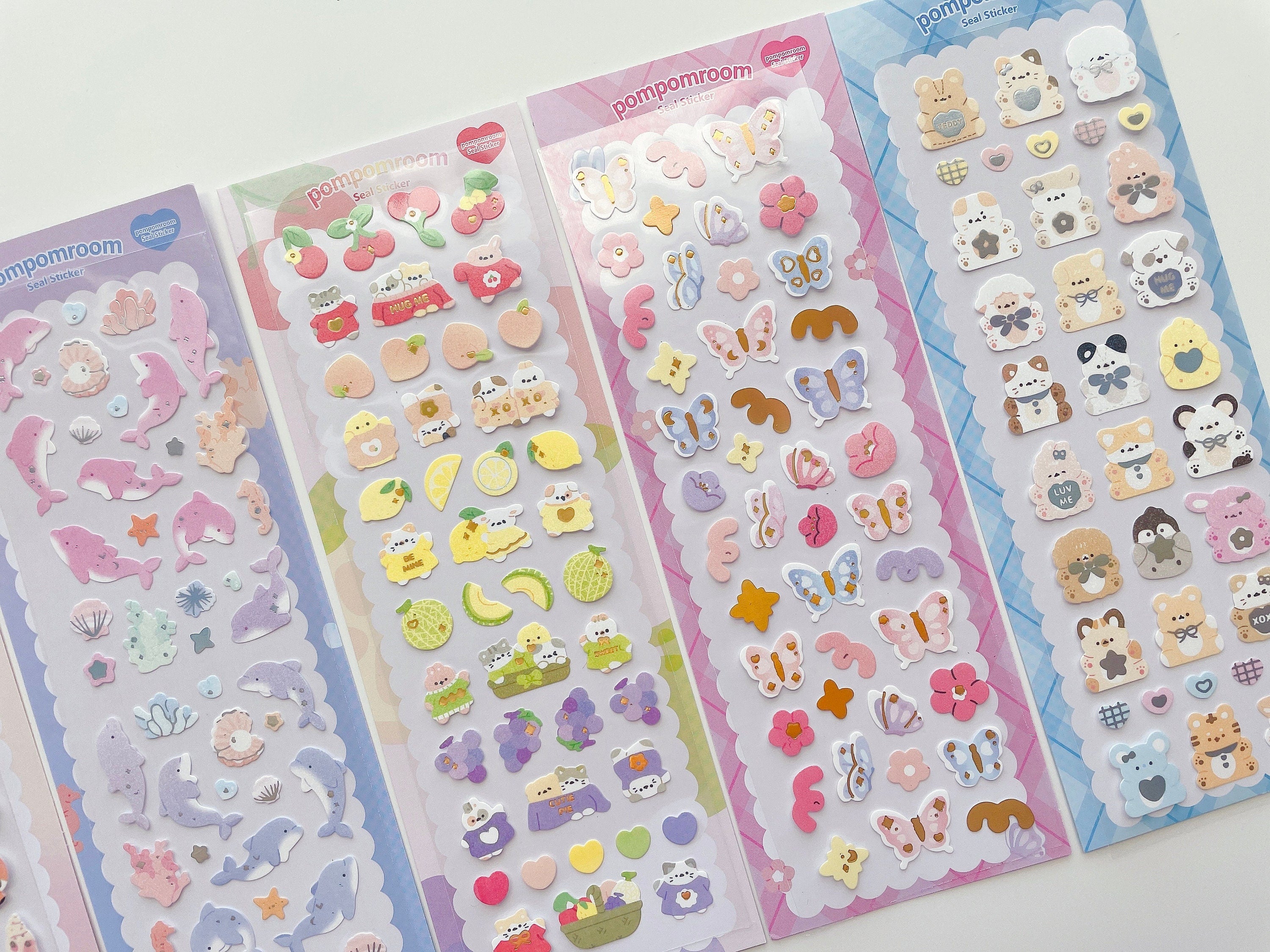 Kawaii toploader deco sticker sheet, butterfly, dolphin sticker sheet