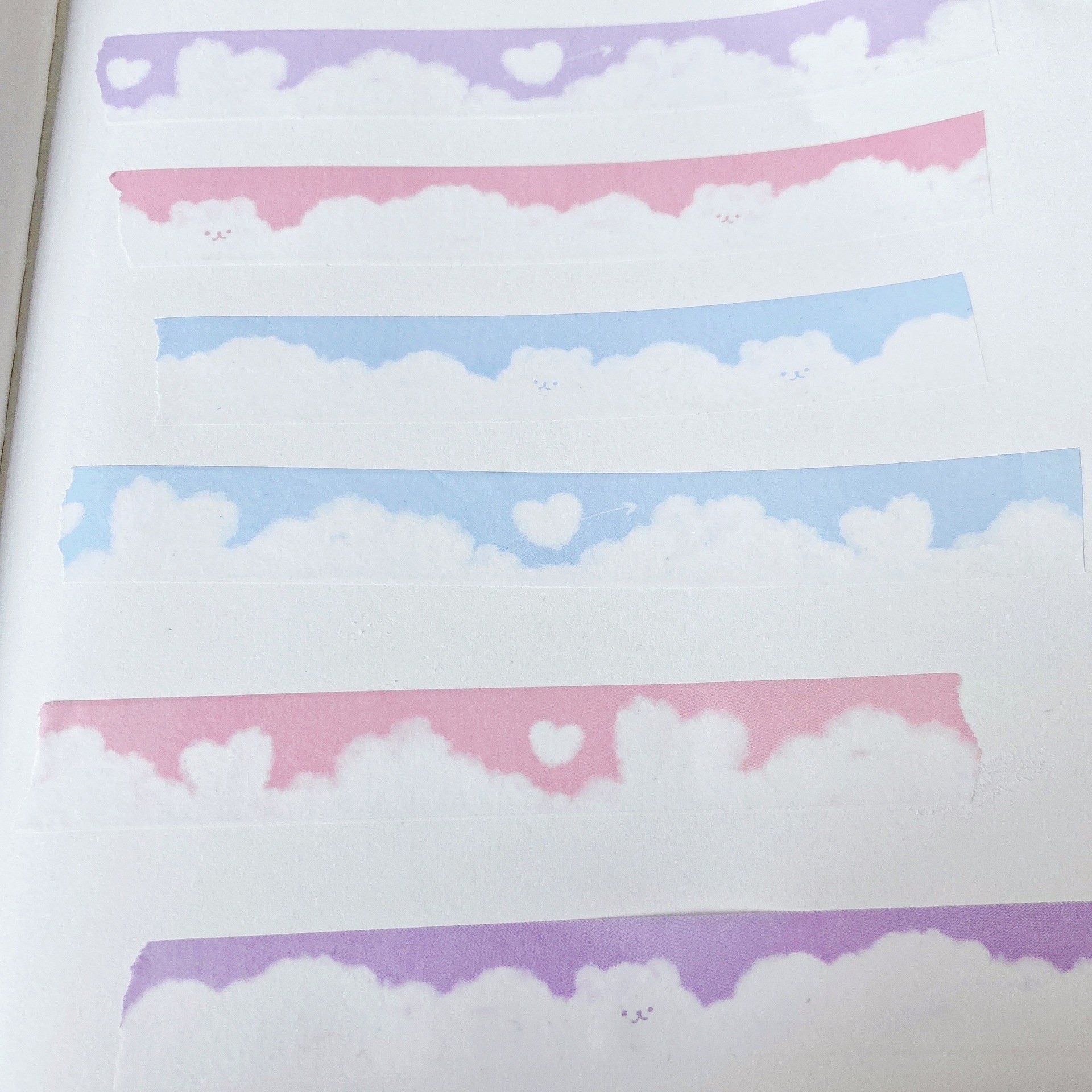 Kawaii cloud washi tape, bear washi tape, heart shape cloud washi tape