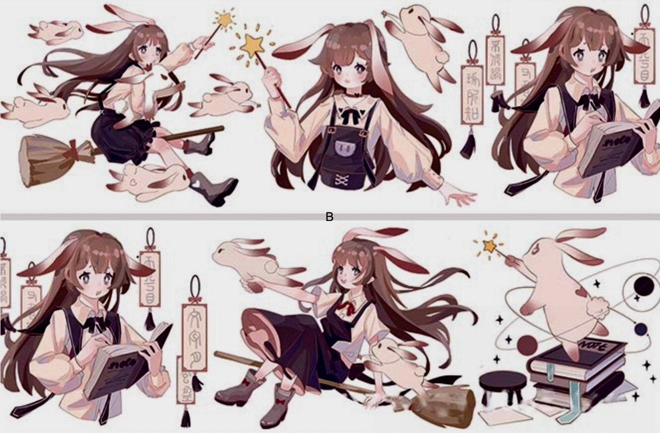 Cute girl washi tape, rabbit washi tape, celestial star scrapbooking supply