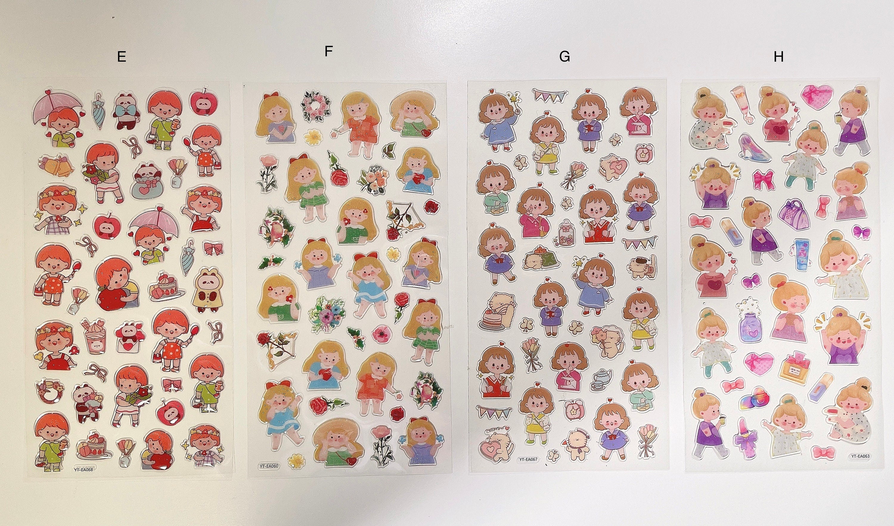 Kawaii little girl epoxy sticker sheet