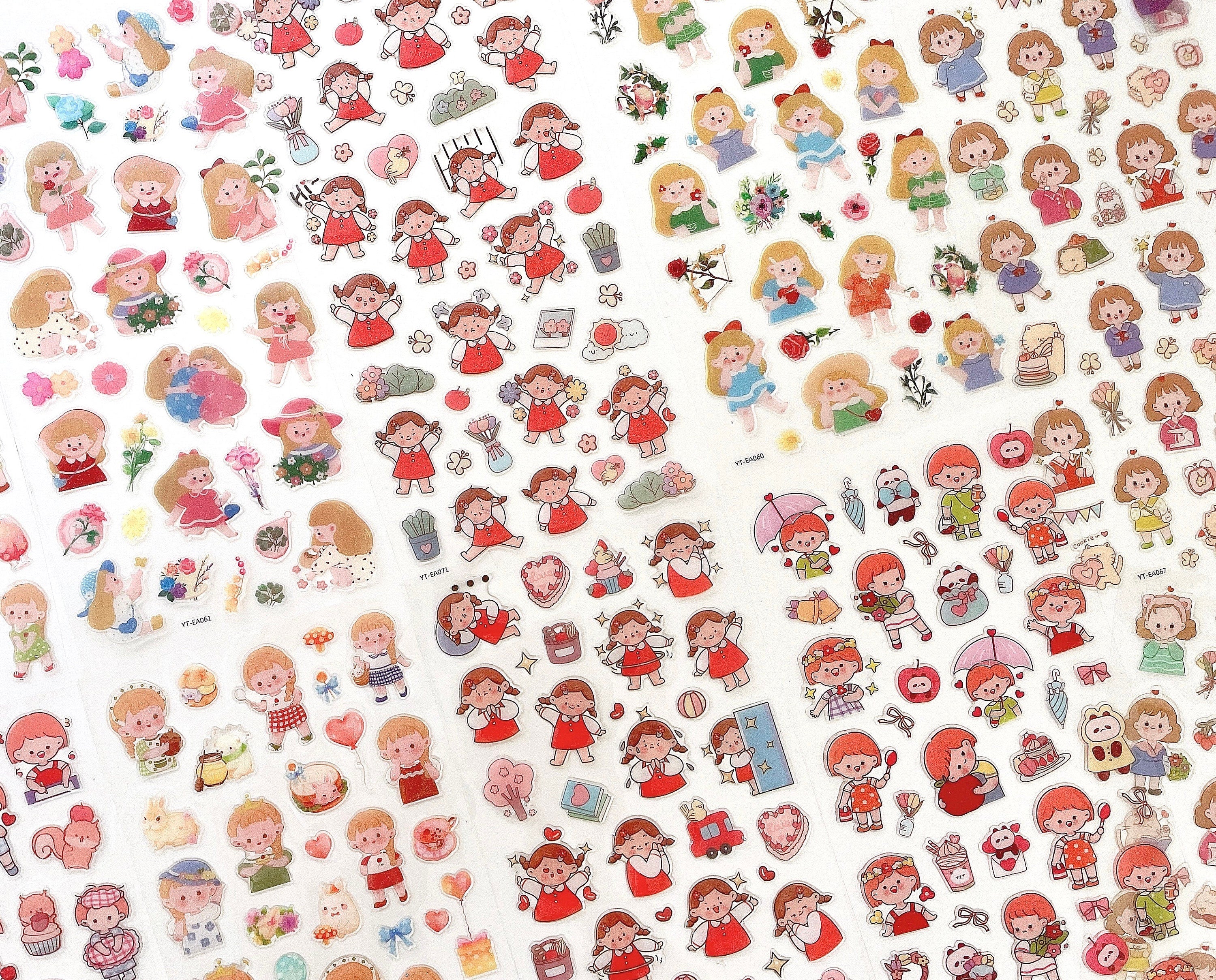 Kawaii little girl epoxy sticker sheet