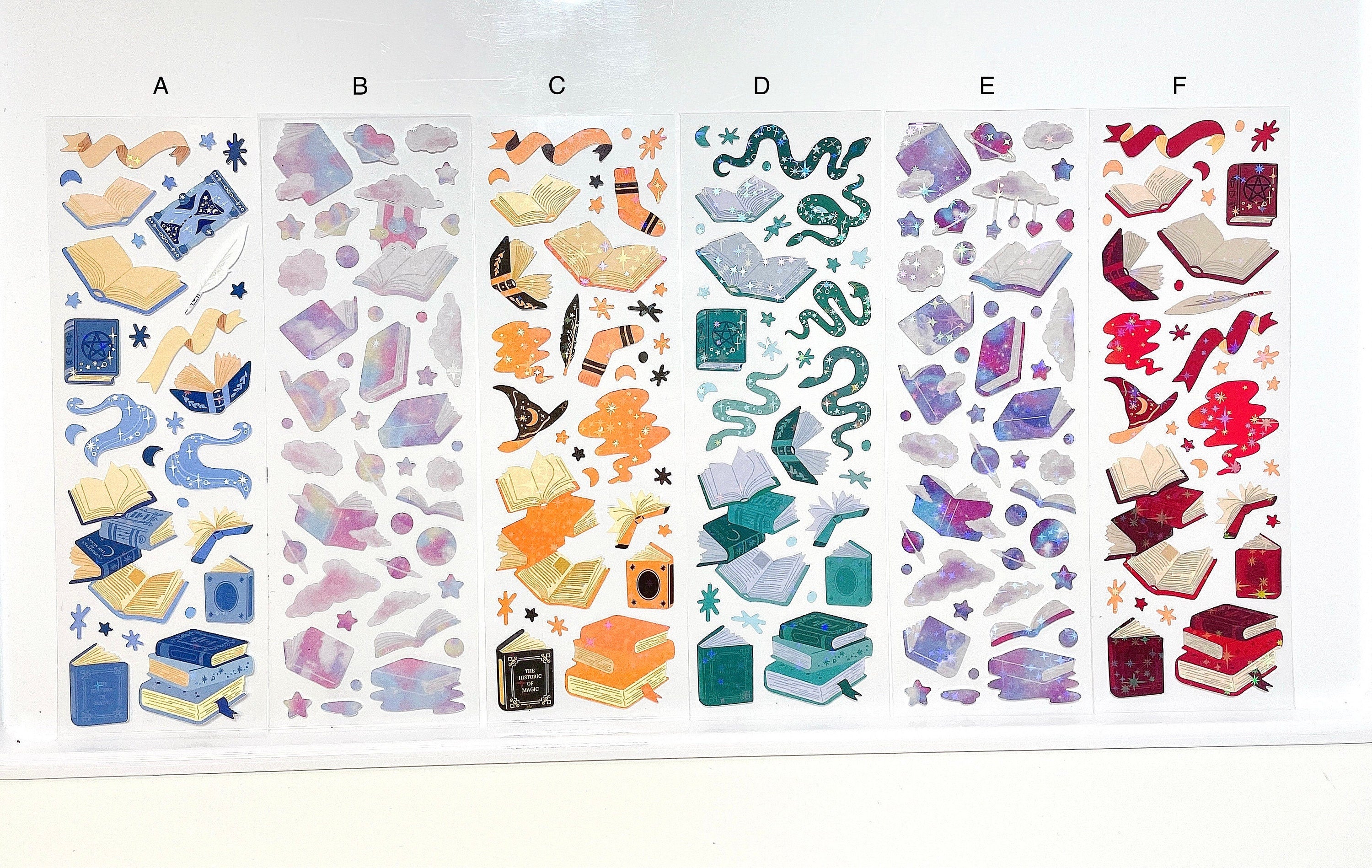 Witch Hat sticker, book sticker sheet, cloud sticker