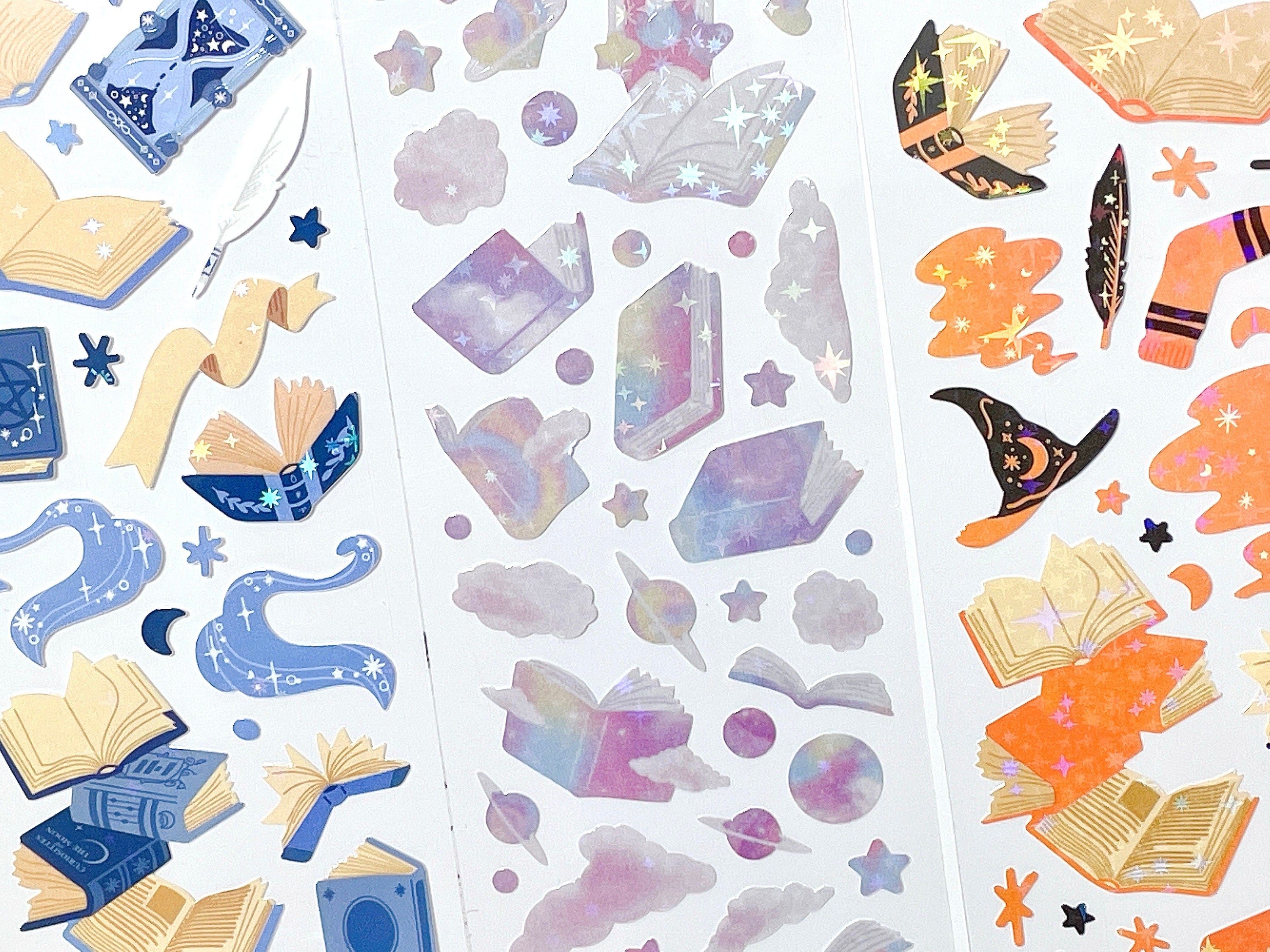 Witch Hat sticker, book sticker sheet, cloud sticker