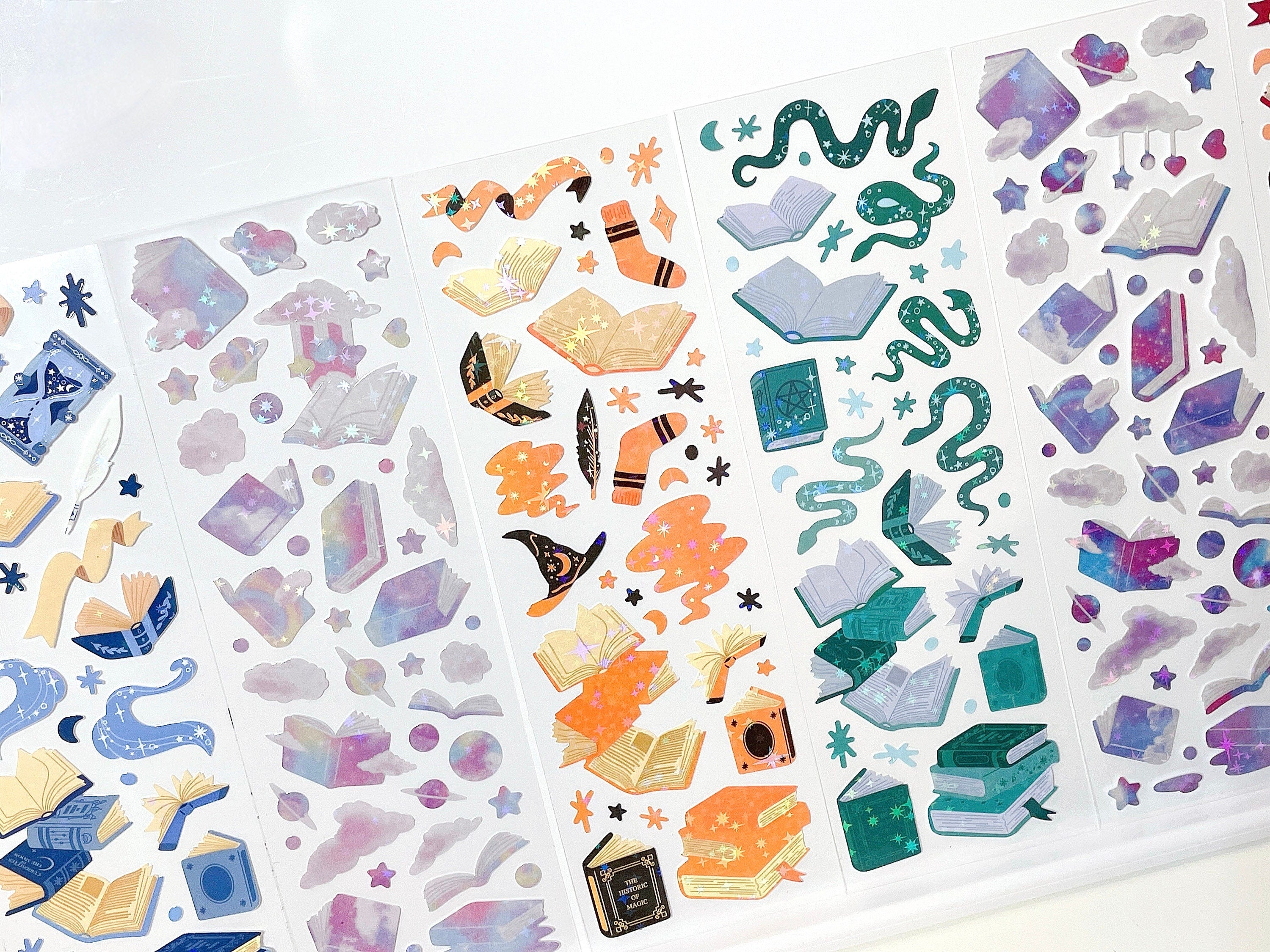 Witch Hat sticker, book sticker sheet, cloud sticker